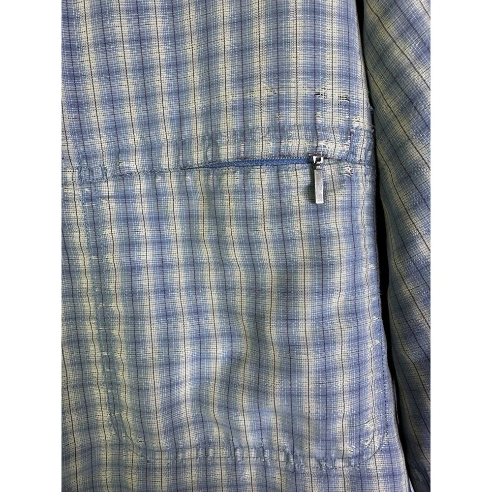 The North Face Mens Worn Plaid Striped Button Up Shirt Size Medium Zipper Pocket